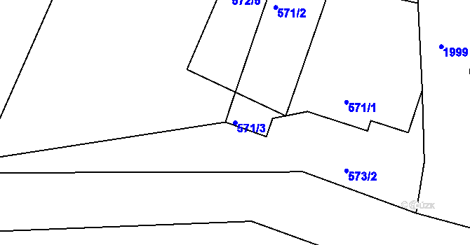 Parcela st. 571/3 v KÚ Košťálov, Katastrální mapa