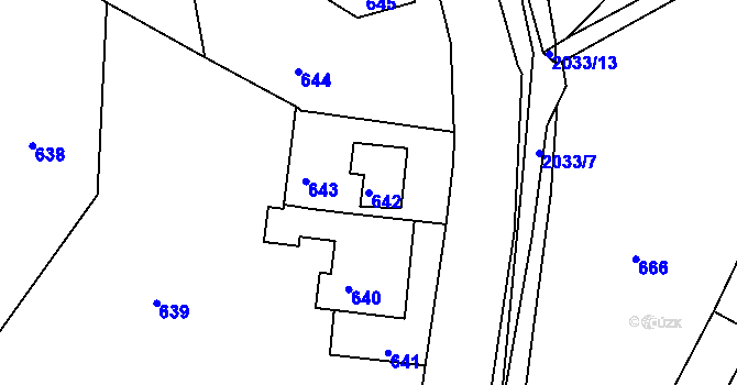 Parcela st. 642 v KÚ Košťálov, Katastrální mapa