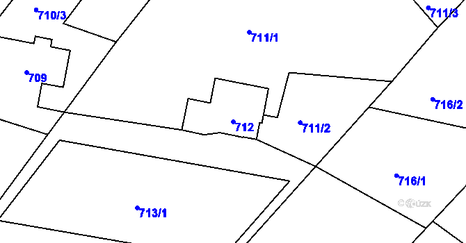 Parcela st. 712 v KÚ Košťálov, Katastrální mapa