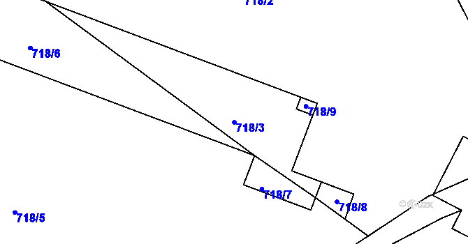 Parcela st. 718/3 v KÚ Košťálov, Katastrální mapa