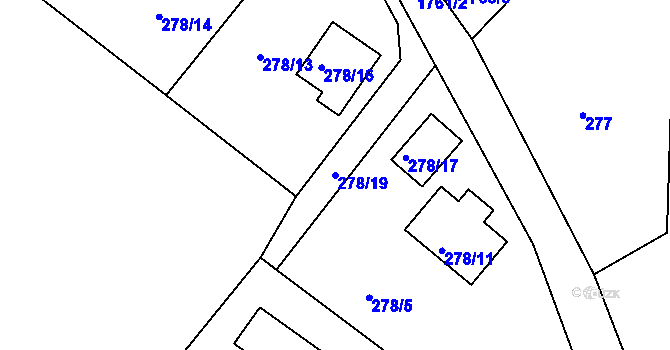 Parcela st. 278/19 v KÚ Košťálov, Katastrální mapa