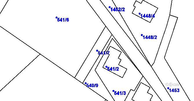Parcela st. 541/7 v KÚ Košťálov, Katastrální mapa