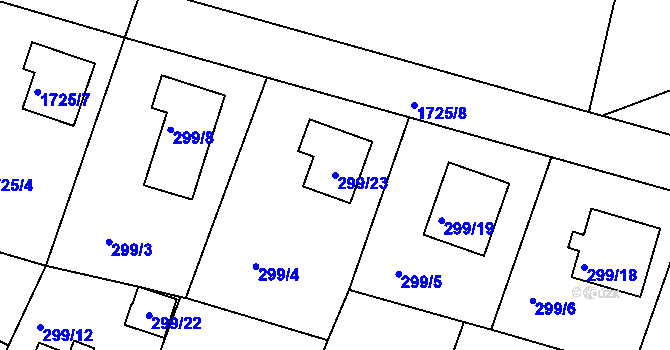 Parcela st. 299/23 v KÚ Košťálov, Katastrální mapa