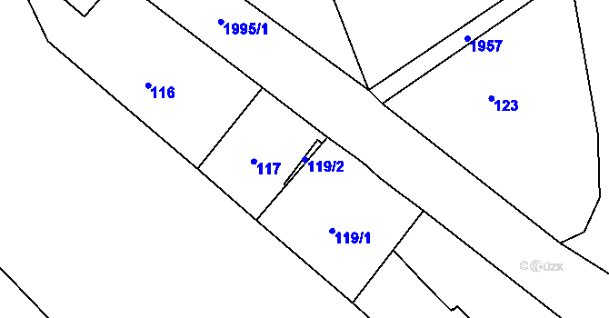 Parcela st. 119/2 v KÚ Košťálov, Katastrální mapa