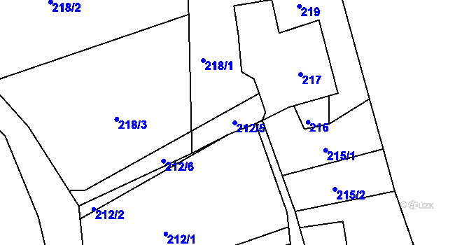 Parcela st. 212/5 v KÚ Košťálov, Katastrální mapa