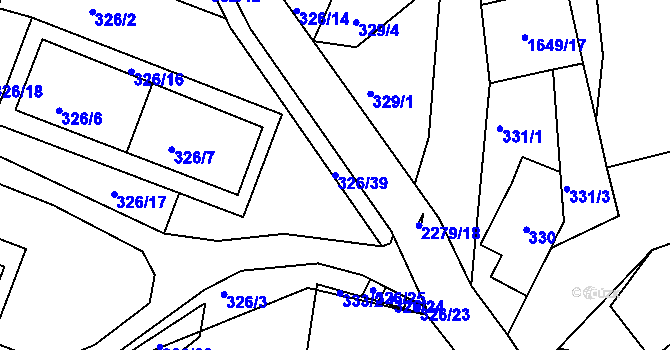 Parcela st. 326/39 v KÚ Košťálov, Katastrální mapa