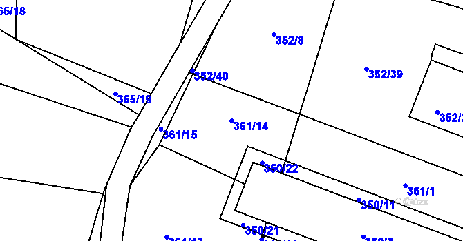 Parcela st. 361/14 v KÚ Košťálov, Katastrální mapa
