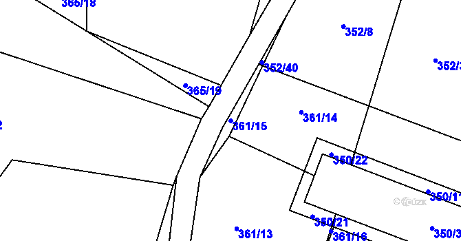 Parcela st. 361/15 v KÚ Košťálov, Katastrální mapa