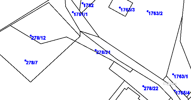Parcela st. 278/21 v KÚ Košťálov, Katastrální mapa