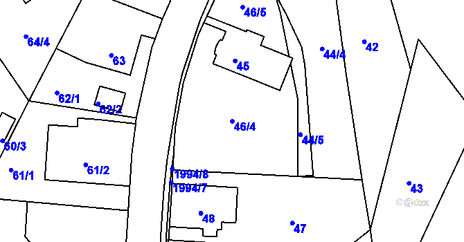 Parcela st. 46/4 v KÚ Košťálov, Katastrální mapa