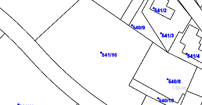 Parcela st. 541/16 v KÚ Košťálov, Katastrální mapa