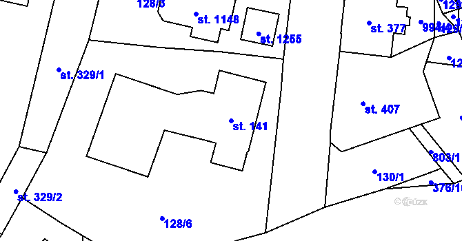 Parcela st. 141 v KÚ Košťany, Katastrální mapa