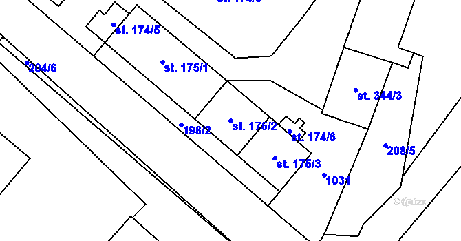 Parcela st. 175/2 v KÚ Košťany, Katastrální mapa