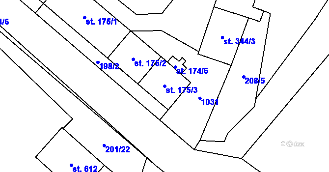 Parcela st. 175/3 v KÚ Košťany, Katastrální mapa