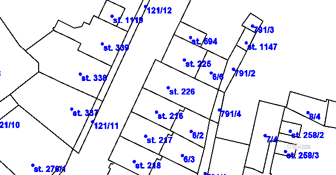 Parcela st. 226 v KÚ Košťany, Katastrální mapa