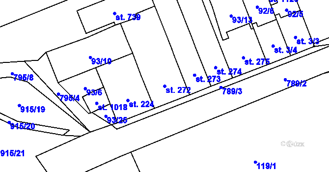 Parcela st. 272 v KÚ Košťany, Katastrální mapa