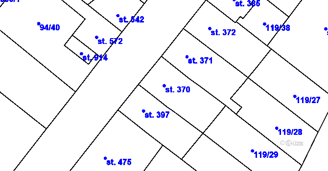 Parcela st. 370 v KÚ Košťany, Katastrální mapa