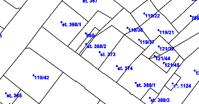 Parcela st. 373 v KÚ Košťany, Katastrální mapa