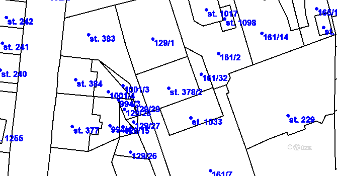 Parcela st. 378/2 v KÚ Košťany, Katastrální mapa