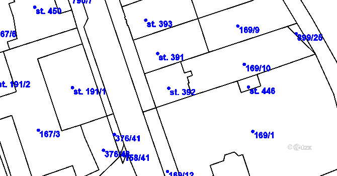 Parcela st. 392 v KÚ Košťany, Katastrální mapa
