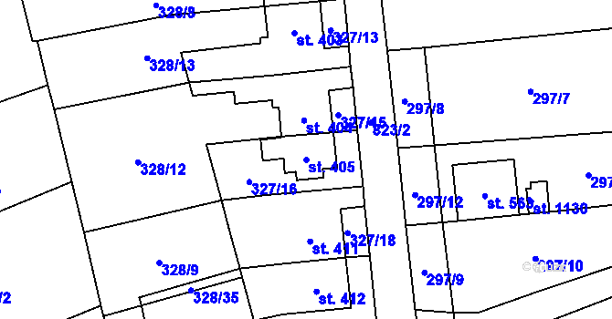 Parcela st. 405 v KÚ Košťany, Katastrální mapa