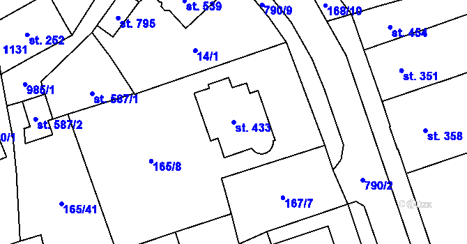 Parcela st. 433 v KÚ Košťany, Katastrální mapa