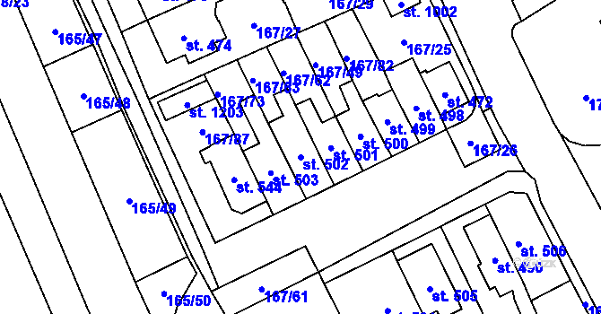Parcela st. 502 v KÚ Košťany, Katastrální mapa