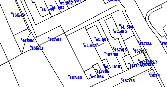 Parcela st. 504 v KÚ Košťany, Katastrální mapa