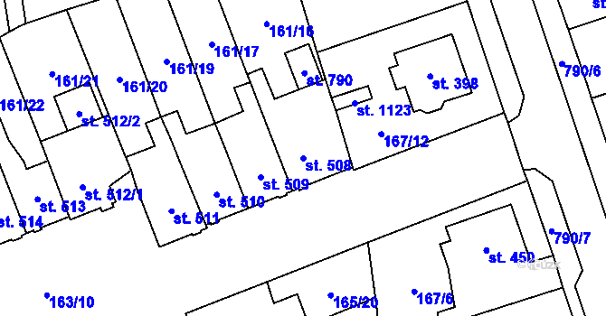 Parcela st. 508 v KÚ Košťany, Katastrální mapa