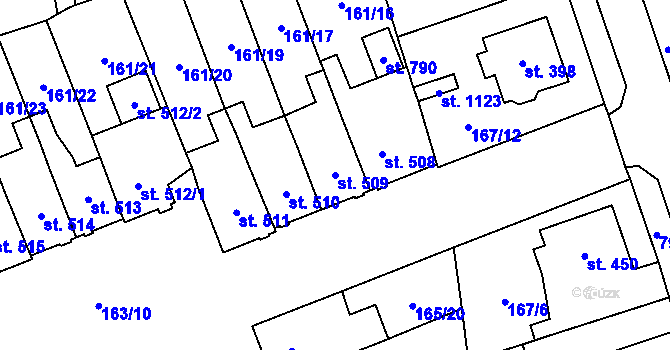 Parcela st. 509 v KÚ Košťany, Katastrální mapa