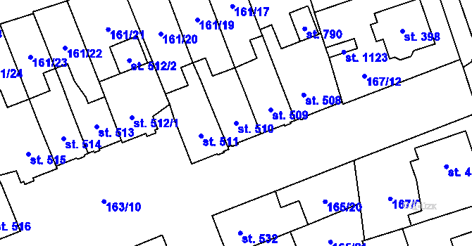 Parcela st. 510 v KÚ Košťany, Katastrální mapa
