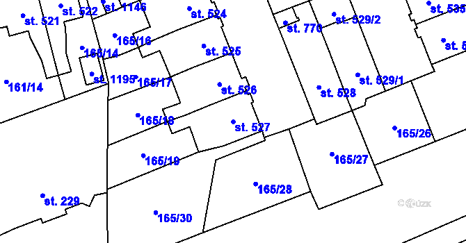 Parcela st. 527 v KÚ Košťany, Katastrální mapa