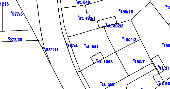 Parcela st. 541 v KÚ Košťany, Katastrální mapa