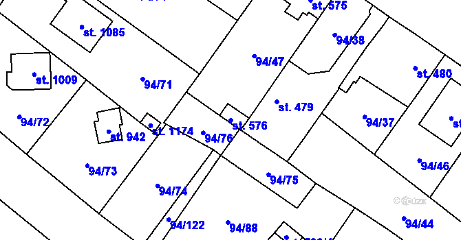 Parcela st. 576 v KÚ Košťany, Katastrální mapa