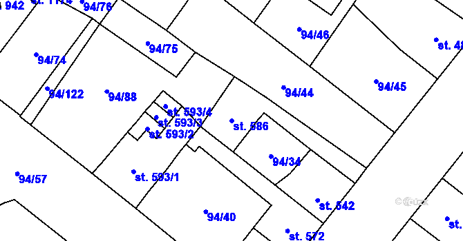 Parcela st. 586 v KÚ Košťany, Katastrální mapa