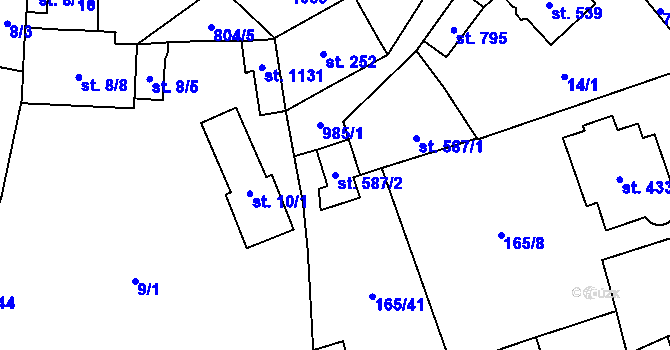 Parcela st. 587/2 v KÚ Košťany, Katastrální mapa
