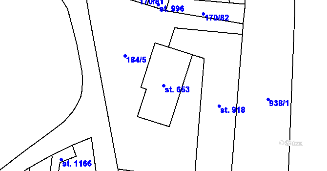 Parcela st. 653 v KÚ Košťany, Katastrální mapa