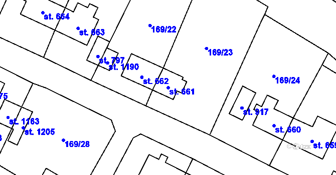 Parcela st. 661 v KÚ Košťany, Katastrální mapa