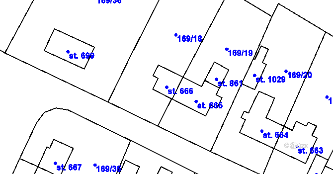 Parcela st. 666 v KÚ Košťany, Katastrální mapa