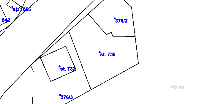 Parcela st. 736 v KÚ Košťany, Katastrální mapa