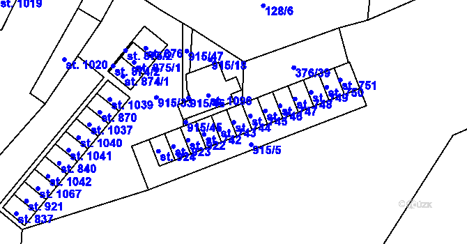 Parcela st. 744 v KÚ Košťany, Katastrální mapa
