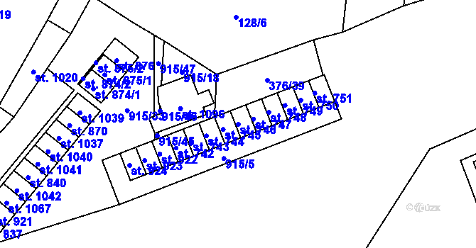 Parcela st. 746 v KÚ Košťany, Katastrální mapa