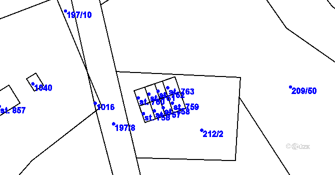 Parcela st. 763 v KÚ Košťany, Katastrální mapa