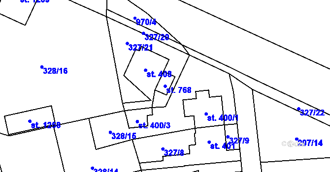 Parcela st. 768 v KÚ Košťany, Katastrální mapa