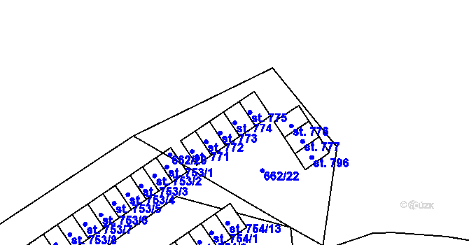Parcela st. 774 v KÚ Košťany, Katastrální mapa