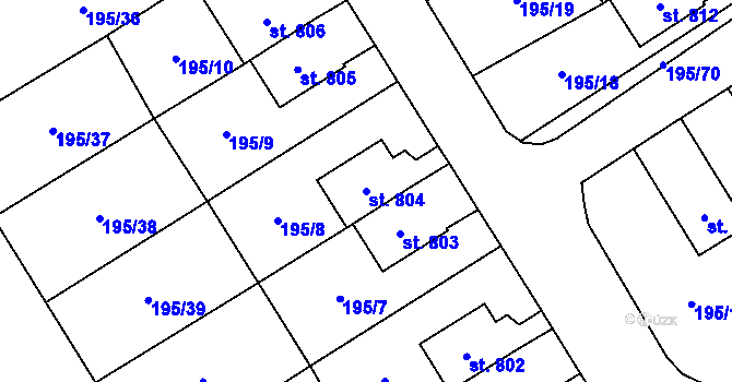 Parcela st. 804 v KÚ Košťany, Katastrální mapa