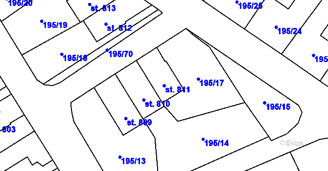 Parcela st. 811 v KÚ Košťany, Katastrální mapa