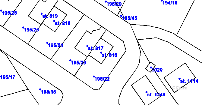 Parcela st. 816 v KÚ Košťany, Katastrální mapa