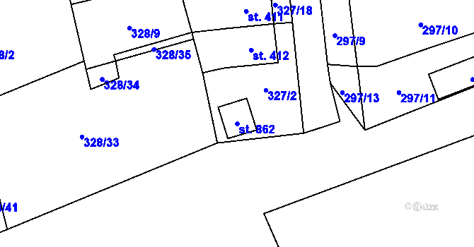 Parcela st. 862 v KÚ Košťany, Katastrální mapa