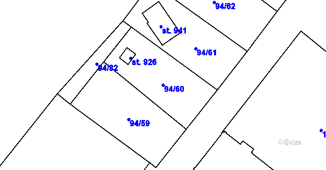 Parcela st. 94/60 v KÚ Košťany, Katastrální mapa